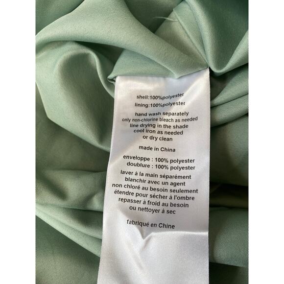 David's Bridal Spaghetti Strap Crepe-Back Satin Dress in Dusty Sage - Picture 12 of 13